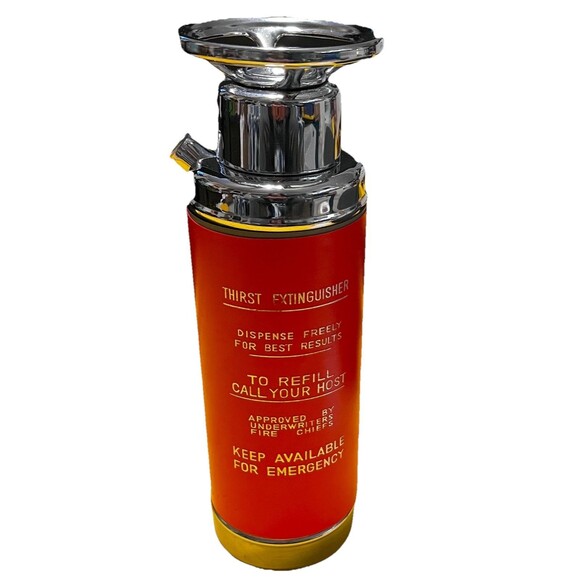 Vtg Fire Extinguisher Liquor Decanter Music Box Plays How Dry I Am Novelty MCM - Picture 1 of 14